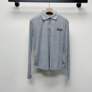 Miu Miu grey long-sleeved top